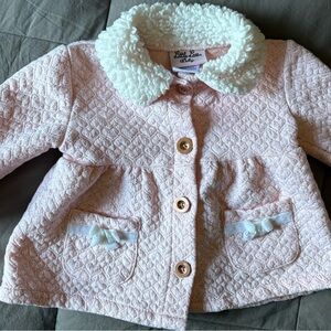 Baby girl bright pink button up coat size 6-9 Months